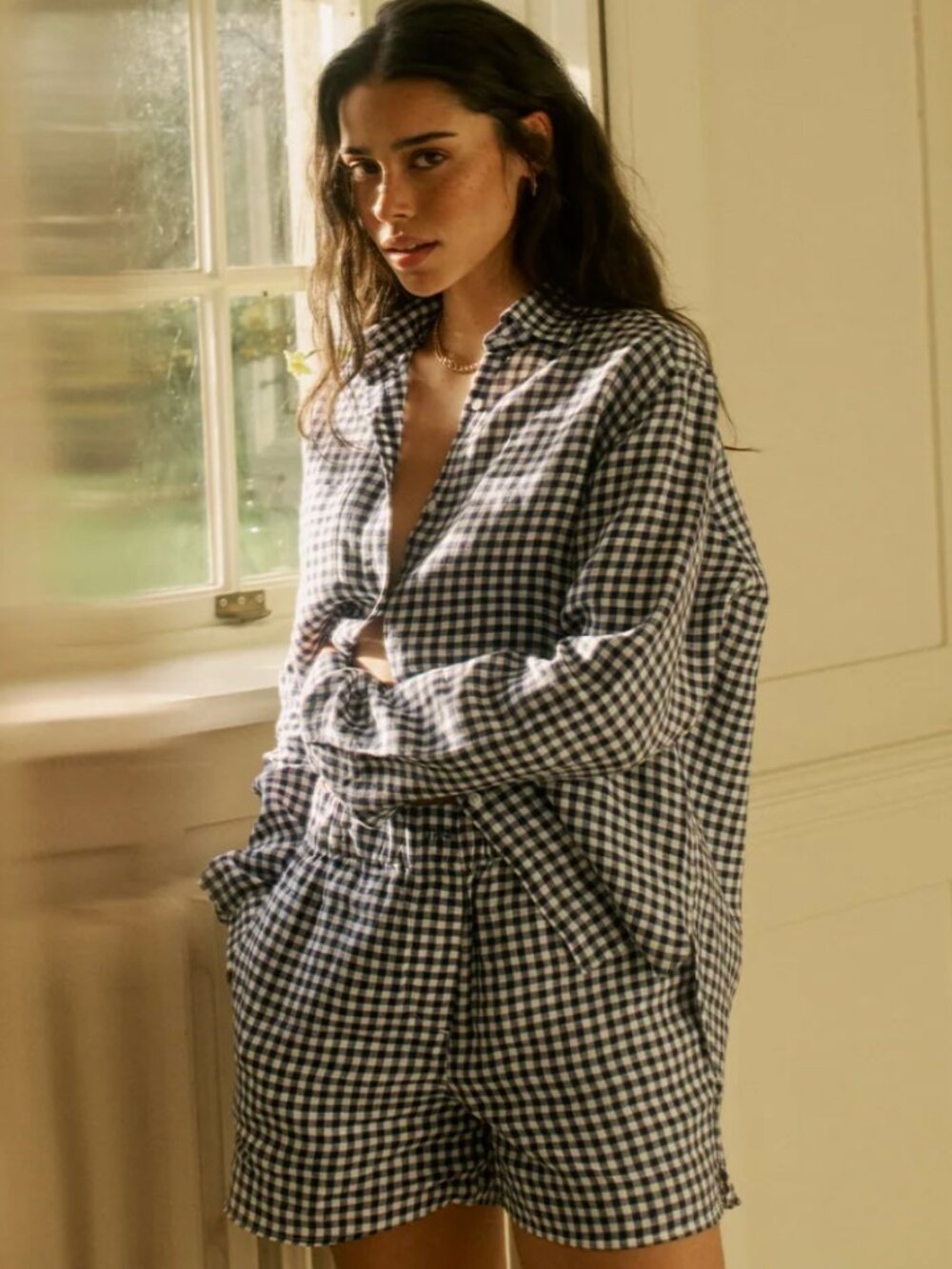 With Nothing Underneath (WNU) The Classic Navy Gingham Button Down Shirt
